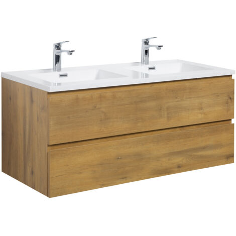 Badezimmer Badmöbel-Set Angela 120cm - Eiche - Unterschrank Schr
