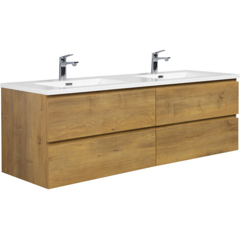 Badezimmer Badmöbel-Set Angela 160cm - Eiche - Unterschrank Schr