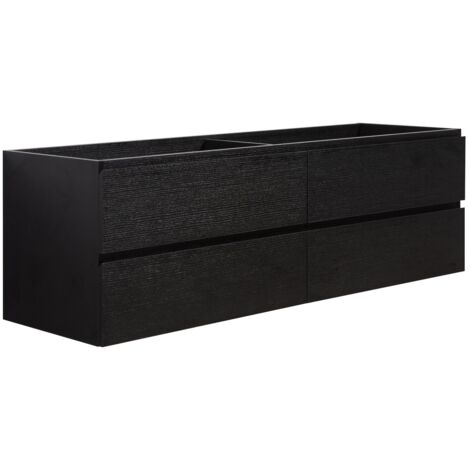 Waschbeckenunterschrank Angela 160cm - Schwarz Holz - Unterschra