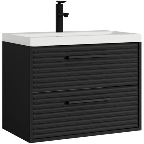Badezimmermöbel Etna 60 cm 01 Waschbecken - Schwarz - Aufbewahru