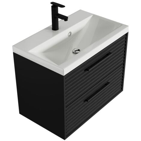 Badezimmermöbel Etna 60 cm 01 Waschbecken - Schwarz - Aufbewahru