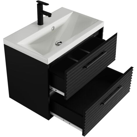 Badezimmermöbel Etna 60 cm 01 Waschbecken - Schwarz - Aufbewahru