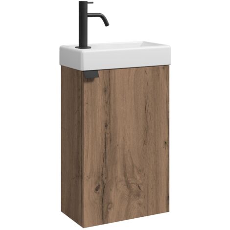WC Badmöbel Apollo 40x22 cm Eiche braun - Schrank Waschbecken Ba