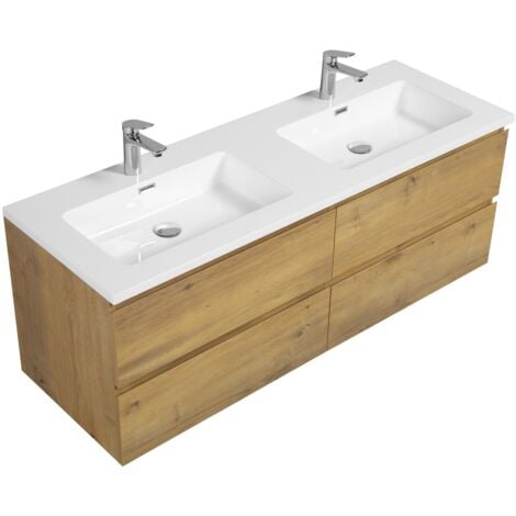 Badezimmer Badmöbel-Set Angela 140cm - Eiche - Unterschrank Schr