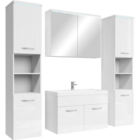 Badezimmer Badmöbel-Set Paso xl LED 80cm Waschbecken Hochglanz W
