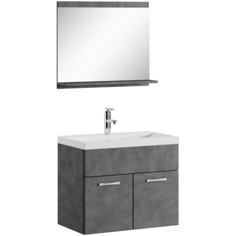 Badezimmer Badmöbel-Set Montreal 02 60cm Waschbecken Dunkelgrau