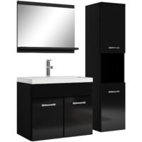 Badezimmer Badmöbel-Set Montreal 60cm Waschbecken Hochglanz Schw