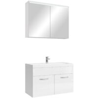 Badezimmer Badmöbel-Set Paso 02 80cm Waschbecken Weiß hochglanz