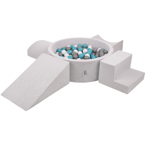 Selonis Tenda 105X90cm/300 Palline Castello Con Palline Colorate Per Bambini,  Grigio:Grigio/Bianco/Turchese