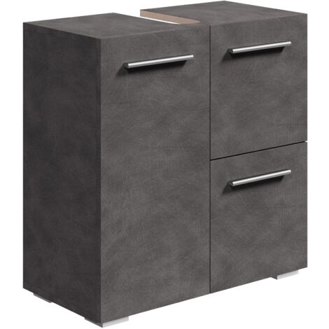 Meuble Sous Lavabo 60cm Chêne Artizan - Armoire Salle De Bain Avec Rangement