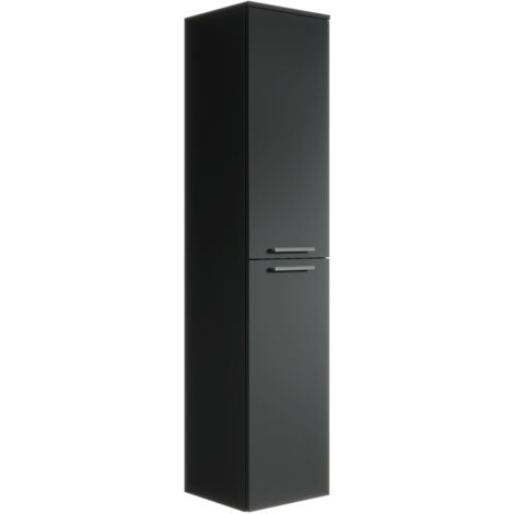 Badplaats – Colonne de salle de bain suspendue 30 x 30 x 160 cm – 2 portes battantes – 4 compartiments de rangement – Équerres de fixation incluses