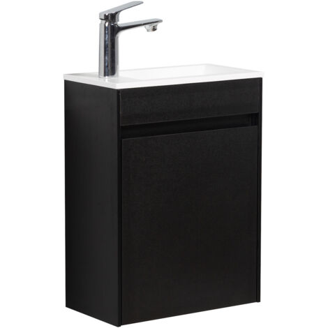 Badplaats – Meuble lave-mains Sinta 40 x 22 cm – Lavabo en marbre artificiel – Meuble MDF avec fermeture douce – Idéal pour petites salles de bain (1/5)