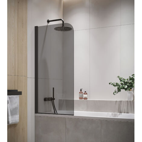 Badplaats – Paroi baignoire Torino 60 x 140 cm – Verre de sécurité teinté 5 mm – Profilé mural pivotant – Traitement nano anticalcaire (1/4)