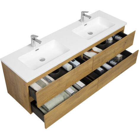 Colonne De Salle De Bain Badplaats Angela 150 Cm – Chêne, 2 Portes, Meuble Neuf