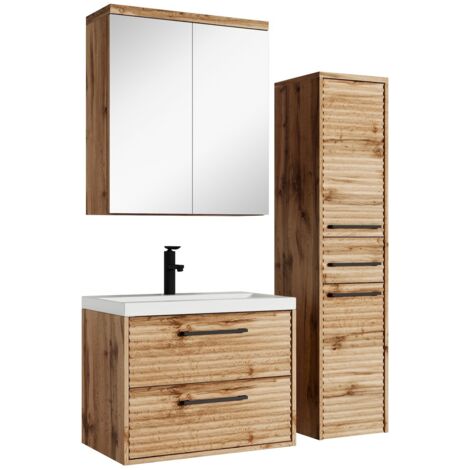 Badplaats Set de meuble de salle de bain Etna 60 cm - Chêne - Mirroir armoire