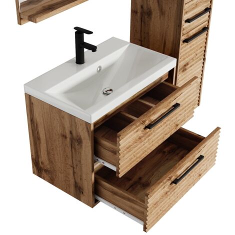 Badplaats Set de meuble de salle de bain Etna 60 cm - Chêne - Mirroir armoire