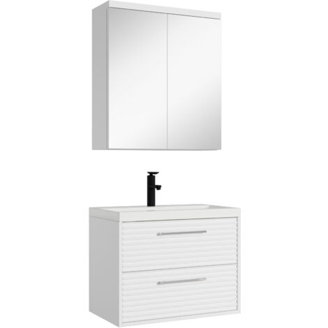 Badplaats Set de meuble de salle de bain Etna 02 60 cm - Blanc - Mirroir armoire