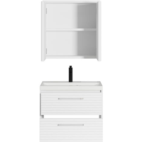 Badplaats Set de meuble de salle de bain Etna 02 60 cm - Blanc - Mirroir armoire