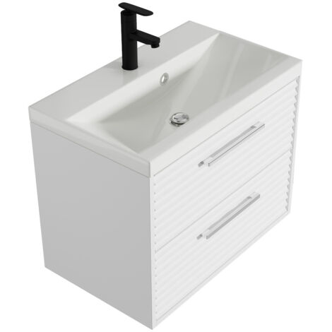 Badplaats Set de meuble de salle de bain Etna 02 60 cm - Blanc - Mirroir armoire