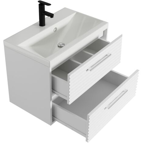 Badplaats Set de meuble de salle de bain Etna 02 60 cm - Blanc - Mirroir armoire