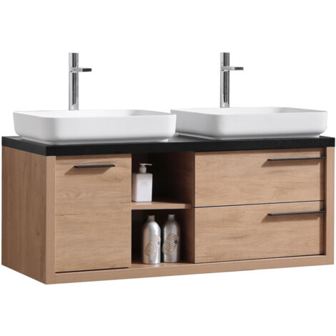 Meuble de salle de bain Vermont 120 cm - Badplaats - Chene avec Noir (1/4)