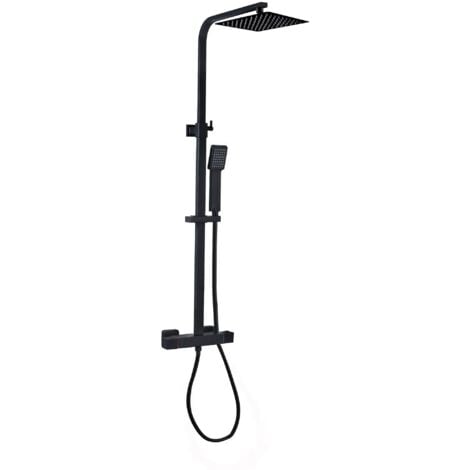 Levu Ensemble de douche thermostatique à effet pluie avec panneau de douche Noir Levu Ensemble de douche thermostatique à effet pluie avec panneau de douche Noir