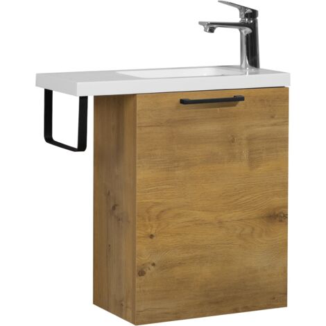 Meuble Lave-mains Badplaats Apollo 40x22 Cm - Béton Gris Avec Miroir Et LED