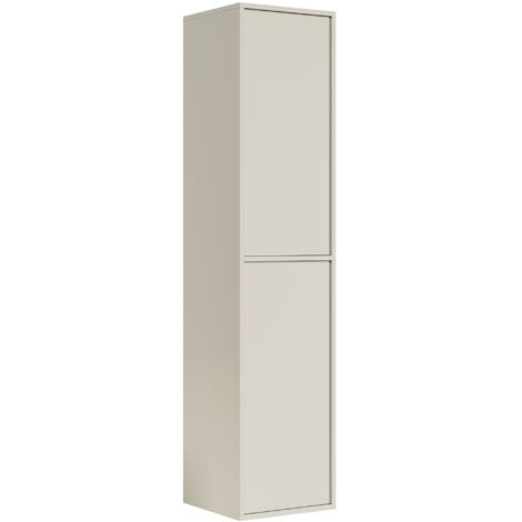Badplaats – Armoire de rangement suspendue 160 cm – 2 portes push-to-open – 6 compartiments – MDF cachemire – Fixation murale incluse