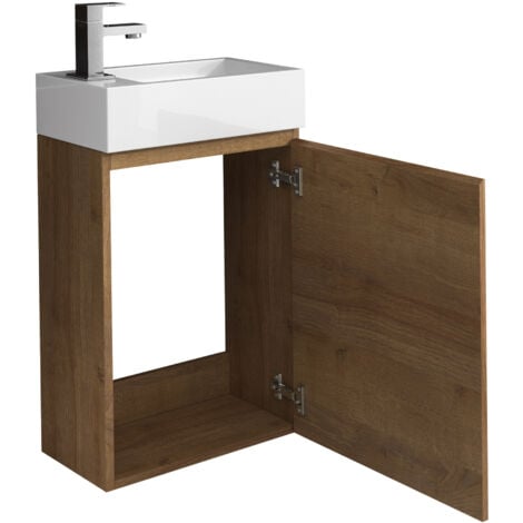 Meuble Lave-mains Angela 40 x 22 cm Chene - Armoire de rangement