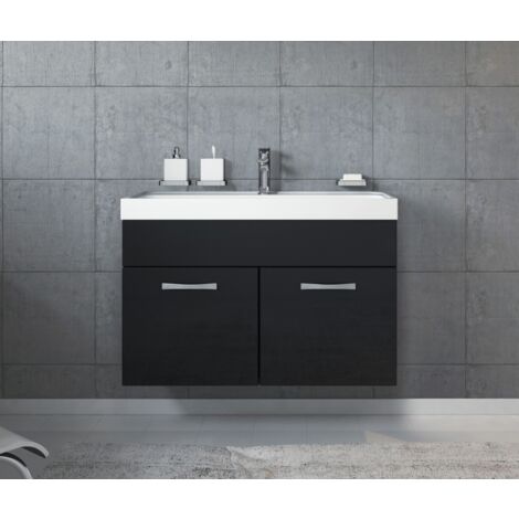 Badplaats Meuble de salle de bain Paso 01 80 cm - Noir brillant