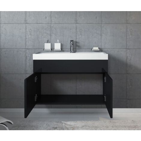 Badplaats Meuble de salle de bain Paso 01 80 cm - Noir brillant