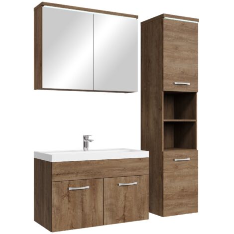 Badplaats Set de meuble de salle de bain Paso 80 cm - Chene marr