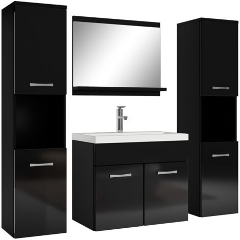 Ensemble meuble de salle de bain Montreal XL - Badplaats - 60 cm Noir brillant - Armoire