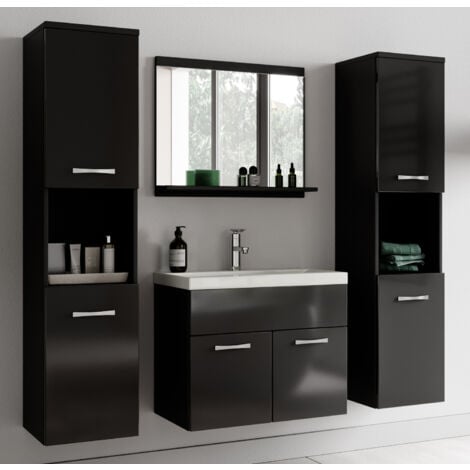 Ensemble meuble de salle de bain Montreal XL - Badplaats - 60 cm Noir brillant - Armoire