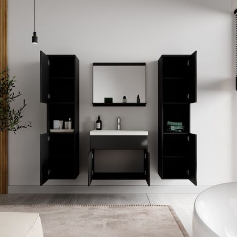 Ensemble meuble de salle de bain Montreal XL - Badplaats - 60 cm Noir brillant - Armoire