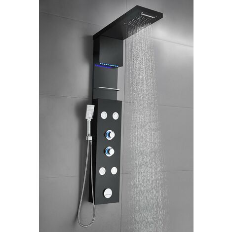 Colonne de douche noir Zion Système de panneau de douche avec mitigeur - Noir