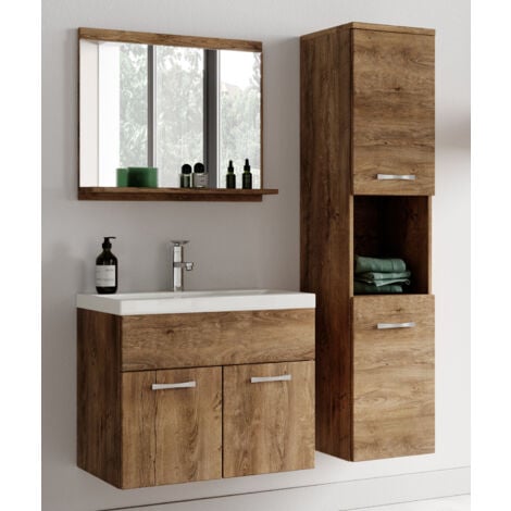 Set de meuble de salle de bain Montreal 02 - Badplaats - 60 cm Chene Marron - Armoire