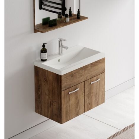 Set de meuble de salle de bain Montreal 02 - Badplaats - 60 cm Chene Marron - Armoire