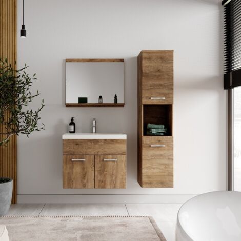 Set de meuble de salle de bain Montreal 02 - Badplaats - 60 cm Chene Marron - Armoire