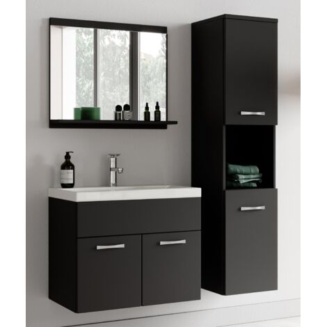 Meuble de salle de bain Rio LED 60 cm lavabo Beton Gris - Armoire de