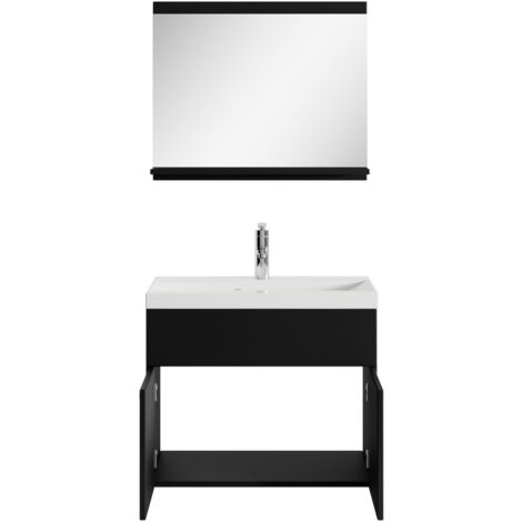 Badplaats Set de meuble de salle de bain Montreal 02 60 cm -  Noir mat - Armoire