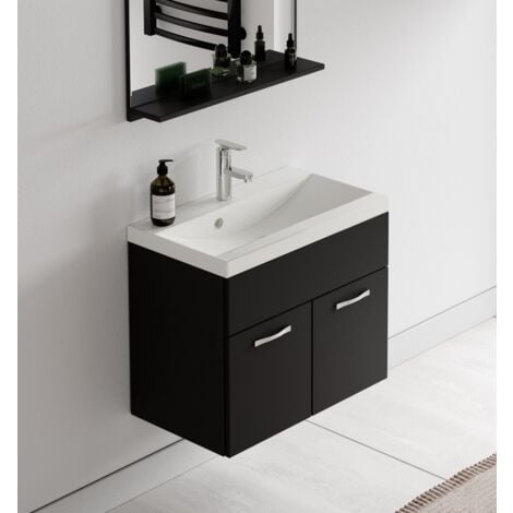 Badplaats Set de meuble de salle de bain Montreal 02 60 cm -  Noir mat - Armoire
