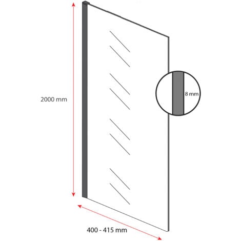 Paroi de Douche Rizani - 40 x 200 cm - Badplaats - Verre teinté - Noir
