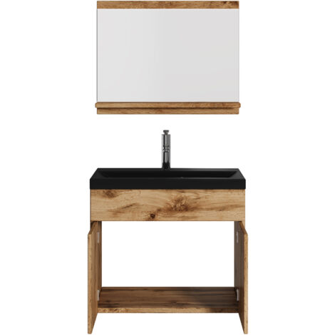 Set de meuble de salle de bain Montreal 02 - Badplaats - 60 cm noir - Chene - Armoire