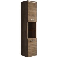 Badplaats – Colonne de salle de bain 160 cm – Panneau de particules chêne marron – Compartiment ouvert à gauche ou droite – Montage facile inclus