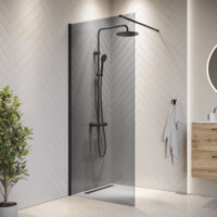 Badplaats – Douche à l'italienne 70 x 200 cm – Verre de sécurité 8 mm – Montage facile sur sol ou receveur – Barre stabilisatrice incluse