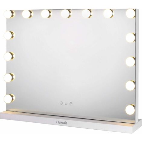 Specchio a Luce LED Illuminato Ovonni Hollywood Specchio per Trucco con 14 Luci Touch Controllo Bianco Funzione di Memoria Specchio Multiuso per il Trucco HD Bagno per Tavolo e Parete 