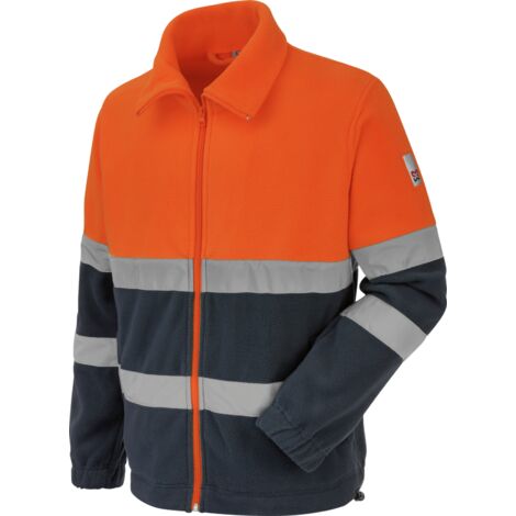 Würth Modyf – Polaire de travail haute-visibilité LUMEN orange/marine – Taille XL – 2 poches basses zippées – Doublure intérieure respirante