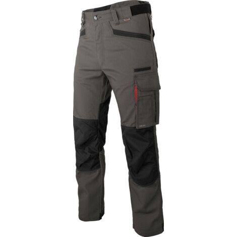 Würth Modyf – Pantalon de jardinage gris 40 – Canevas stretch robuste – Inserts rétroréfléchissants – Genoux préformés pour confort