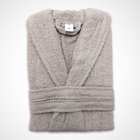 Albornoz de Algodón 450g Unisex para Baño – Suave, Absorbente y Cálido, Color GRIS PLATA, Talla L, con Cinturón y Bolsillos